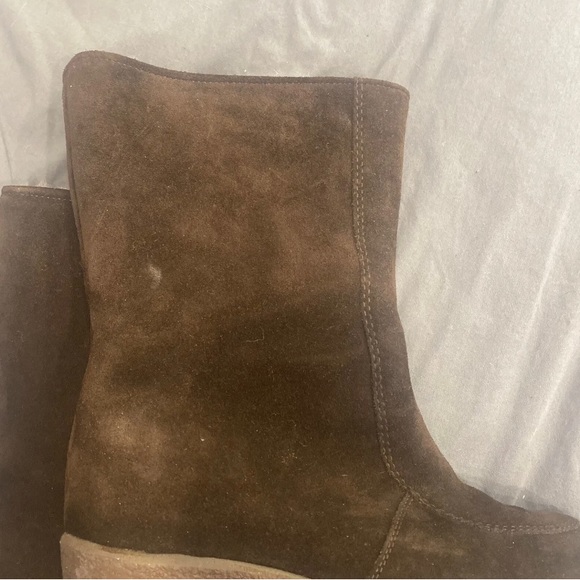 Bama Lams Echtes Lammfell Brown Suede With Sheepskin Lining Sz 9 Boot Zipper Vtg - Picture 11 of 12